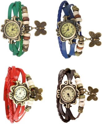 NS18 Vintage Butterfly Rakhi Combo of 4 Green, Red, Blue And Brown Analog Watch  - For Women   Watches  (NS18)