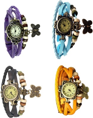 NS18 Vintage Butterfly Rakhi Combo of 4 Purple, Black, Sky Blue And Yellow Analog Watch  - For Women   Watches  (NS18)
