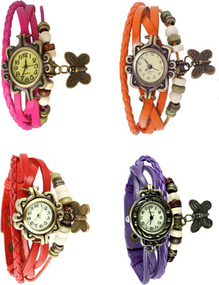 

Kissu Vintage Rakhi Combo of 4 Pink, Red, Orange And Purple Watch - For Women
