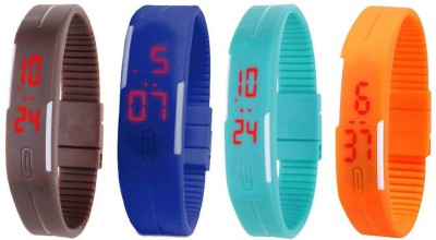 NS18 Silicone Led Magnet Band Combo of 4 Brown, Blue, Sky Blue And Orange Digital Watch  - For Boys & Girls   Watches  (NS18)