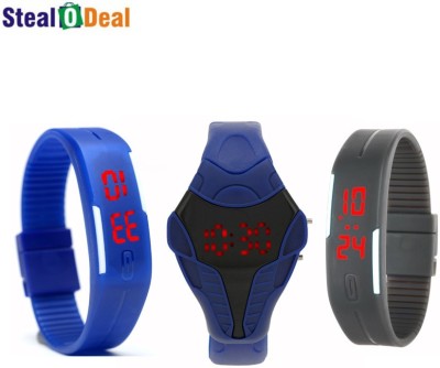 Stealodeal Cobra Shape and Grey Blue Digital Led Watch  - For Men   Watches  (Stealodeal)