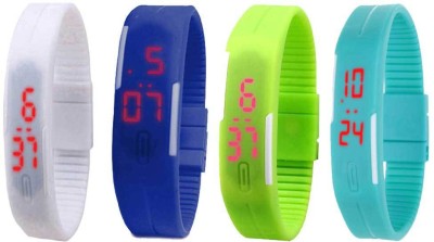 NS18 Silicone Led Magnet Band Watch Combo of 4 White, Blue, Green And Sky Blue Digital Watch  - For Couple   Watches  (NS18)