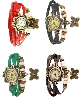 NS18 Vintage Butterfly Rakhi Combo of 4 Red, Green, Black And Brown Analog Watch  - For Women   Watches  (NS18)