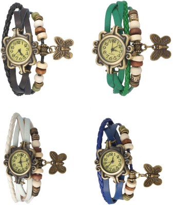 NS18 Vintage Butterfly Rakhi Combo of 4 Black, White, Green And Blue Analog Watch  - For Women   Watches  (NS18)