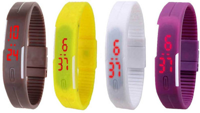 

Kissu Led Magnet Band Combo of 4 Brown, Yellow, White And Purple Watch - For Men & Women