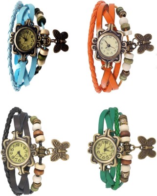 NS18 Vintage Butterfly Rakhi Combo of 4 Sky Blue, Black, Orange And Green Analog Watch  - For Women   Watches  (NS18)