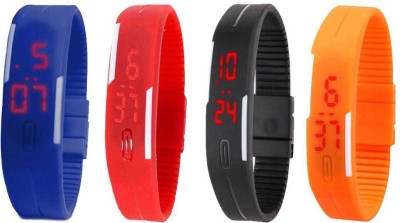 NS18 Silicone Led Magnet Band Combo of 4 Blue, Red, Black And Orange Digital Watch  - For Boys & Girls   Watches  (NS18)