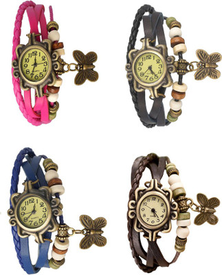 View NS18 Vintage Butterfly Rakhi Combo of 4 Pink, Blue, Black And Brown Watch  - For Women Wrist Watches Price Online(NS18)