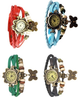 NS18 Vintage Butterfly Rakhi Combo of 4 Red, Green, Sky Blue And Black Analog Watch  - For Women   Watches  (NS18)