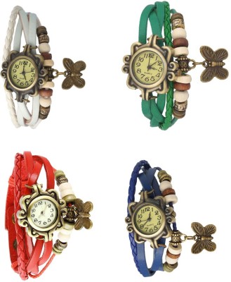 NS18 Vintage Butterfly Rakhi Combo of 4 White, Red, Green And Blue Analog Watch  - For Women   Watches  (NS18)