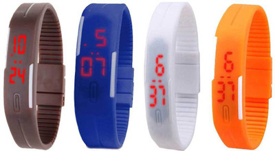 

Kissu Led Magnet Band Combo of 4 Brown, Blue, White And Orange Watch - For Men & Women