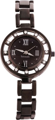 Telesonic T012X-02 (Black) Magestic Crown Analog Watch  - For Women   Watches  (Telesonic)