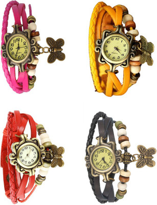 

Kissu Vintage Rakhi Combo of 4 Pink, Red, Yellow And Black Watch - For Women