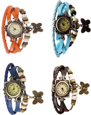 NS18 Vintage Butterfly Rakhi Combo of 4 Orange, Blue, Sky Blue And Brown Analog Watch  - For Women   Watches  (NS18)
