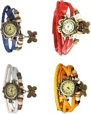 NS18 Vintage Butterfly Rakhi Combo of 4 Blue, White, Red And Yellow Analog Watch  - For Women   Watches  (NS18)