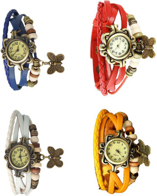 

Kissu Vintage Rakhi Combo of 4 Blue, White, Red And Yellow Watch - For Women