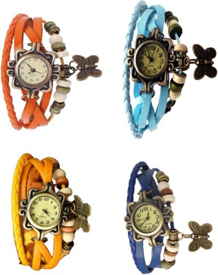 NS18 Vintage Butterfly Rakhi Combo of 4 Orange, Yellow, Sky Blue And Blue Analog Watch  - For Women   Watches  (NS18)