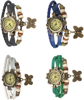 NS18 Vintage Butterfly Rakhi Combo of 4 Black, White, Blue And Green Analog Watch  - For Women   Watches  (NS18)