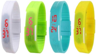 NS18 Silicone Led Magnet Band Combo of 4 White, Green, Sky Blue And Yellow Digital Watch  - For Boys & Girls   Watches  (NS18)