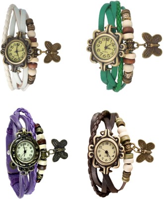 NS18 Vintage Butterfly Rakhi Combo of 4 White, Purple, Green And Brown Analog Watch  - For Women   Watches  (NS18)