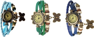 NS18 Vintage Butterfly Rakhi Watch Combo of 3 Sky Blue, Green And Blue Analog Watch  - For Women   Watches  (NS18)