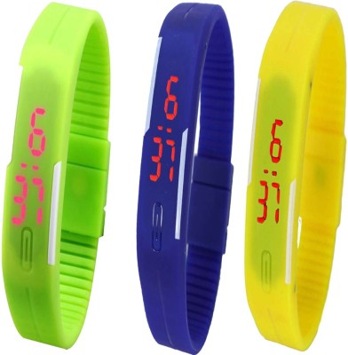 Twok Combo of Led Band Green + Blue + Yellow Digital Watch  - For Men & Women   Watches  (Twok)