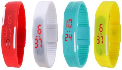 NS18 Silicone Led Magnet Band Combo of 4 Red, White, Sky Blue And Yellow Digital Watch  - For Boys & Girls   Watches  (NS18)