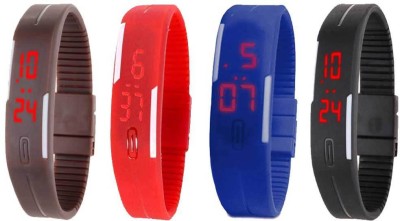 NS18 Silicone Led Magnet Band Combo of 4 Brown, Red, Blue And Black Digital Watch  - For Boys & Girls   Watches  (NS18)