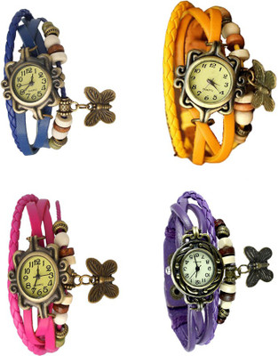 

NS18 Vintage Butterfly Rakhi Combo of 4 Blue, Pink, Yellow And Purple Watch - For Women