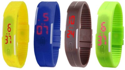 NS18 Silicone Led Magnet Band Combo of 4 Yellow, Blue, Brown And Green Digital Watch  - For Boys & Girls   Watches  (NS18)