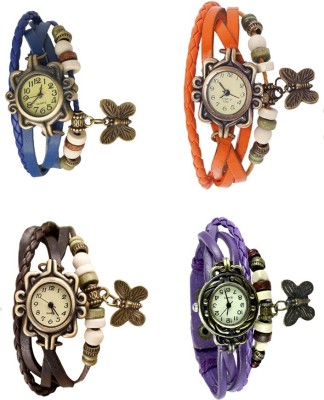 NS18 Vintage Butterfly Rakhi Combo of 4 Blue, Brown, Orange And Purple Analog Watch  - For Women   Watches  (NS18)