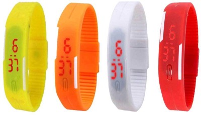 NS18 Silicone Led Magnet Band Watch Combo of 4 Yellow, Orange, White And Red Digital Watch  - For Couple   Watches  (NS18)