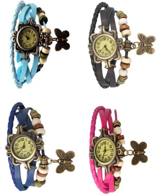NS18 Vintage Butterfly Rakhi Combo of 4 Sky Blue, Blue, Black And Pink Analog Watch  - For Women   Watches  (NS18)