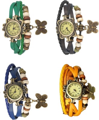 NS18 Vintage Butterfly Rakhi Combo of 4 Green, Blue, Black And Yellow Analog Watch  - For Women   Watches  (NS18)