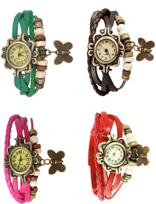 NS18 Vintage Butterfly Rakhi Combo of 4 Green, Pink, Brown And Red Analog Watch  - For Women   Watches  (NS18)