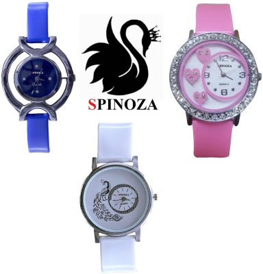 SPINOZA glory black blue pink stylish beautiful pack of 3 watches for girls Watch  - For Women   Watches  (SPINOZA)