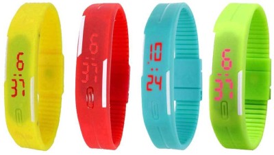 NS18 Silicone Led Magnet Band Combo of 4 Yellow, Red, Sky Blue And Green Digital Watch  - For Boys & Girls   Watches  (NS18)