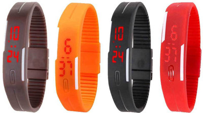 

Kissu Led Magnet Band Combo of 4 Brown, Orange, Black And Red Watch - For Men & Women