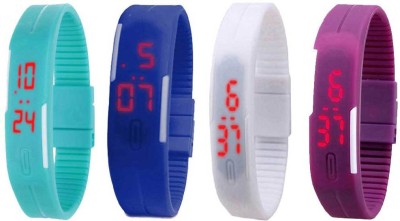 NS18 Silicone Led Magnet Band Watch Combo of 4 Sky Blue, Blue, White And Purple Digital Watch  - For Couple   Watches  (NS18)