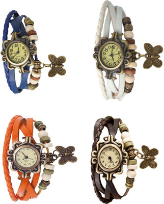 

NS18 Vintage Butterfly Rakhi Combo of 4 Blue, Orange, White And Brown Watch - For Women