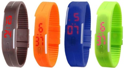 NS18 Silicone Led Magnet Band Combo of 4 Brown, Orange, Blue And Green Digital Watch  - For Boys & Girls   Watches  (NS18)