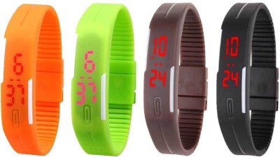 NS18 Silicone Led Magnet Band Combo of 4 Orange, Green, Brown And Black Digital Watch  - For Boys & Girls   Watches  (NS18)