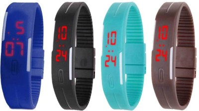 NS18 Silicone Led Magnet Band Combo of 4 Blue, Black, Sky Blue And Brown Digital Watch  - For Boys & Girls   Watches  (NS18)