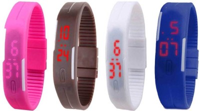 NS18 Silicone Led Magnet Band Combo of 4 Pink, Brown, White And Blue Digital Watch  - For Boys & Girls   Watches  (NS18)