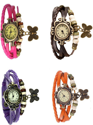 

Kissu Vintage Rakhi Combo of 4 Pink, Purple, Brown And Orange Watch - For Women