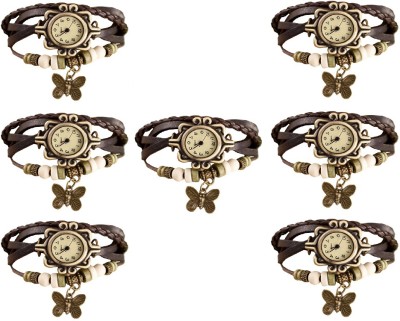 NS18 Vintage Butterfly Rakhi Combo of 7 Brown Analog Watch  - For Women   Watches  (NS18)