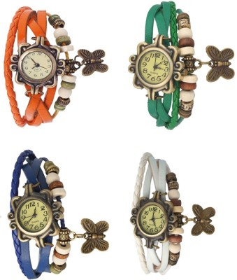 NS18 Vintage Butterfly Rakhi Combo of 4 Orange, Blue, Green And White Analog Watch  - For Women   Watches  (NS18)