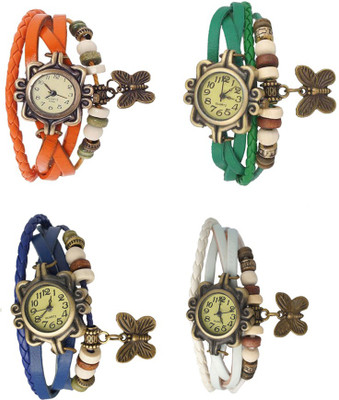 

Kissu Vintage Rakhi Combo of 4 Orange, Blue, Green And White Watch - For Women