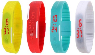 NS18 Silicone Led Magnet Band Combo of 4 Yellow, Red, Sky Blue And White Digital Watch  - For Boys & Girls   Watches  (NS18)