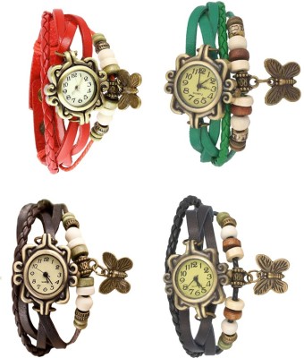 NS18 Vintage Butterfly Rakhi Combo of 4 Red, Brown, Green And Black Analog Watch  - For Women   Watches  (NS18)